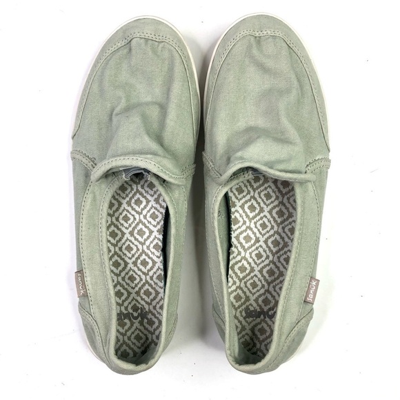 Sanuk Pair O Dice canvas slip on sneakers pale sage green low profile 7.5 - Picture 7 of 10